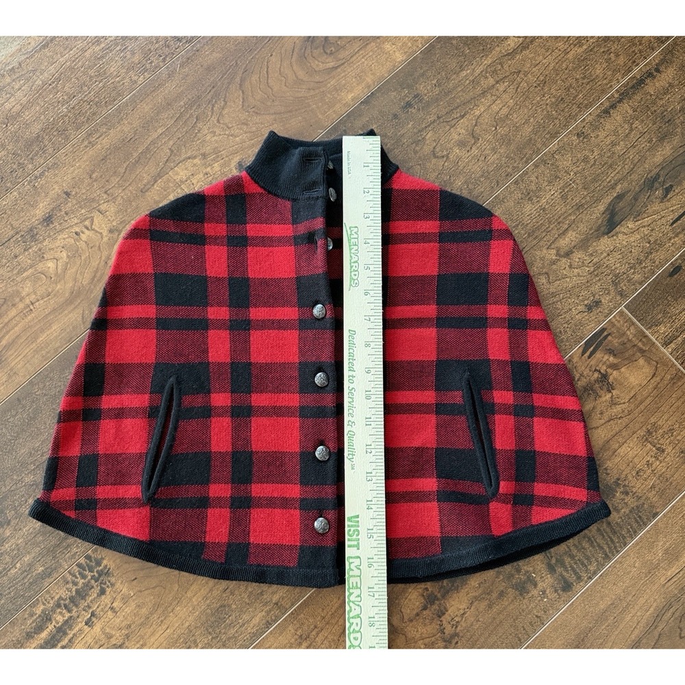 Ralph Lauren Girls Wool Plaid Poncho Cape Size 2/3T Red Black NWT Retails $195 - Picture 8 of 11